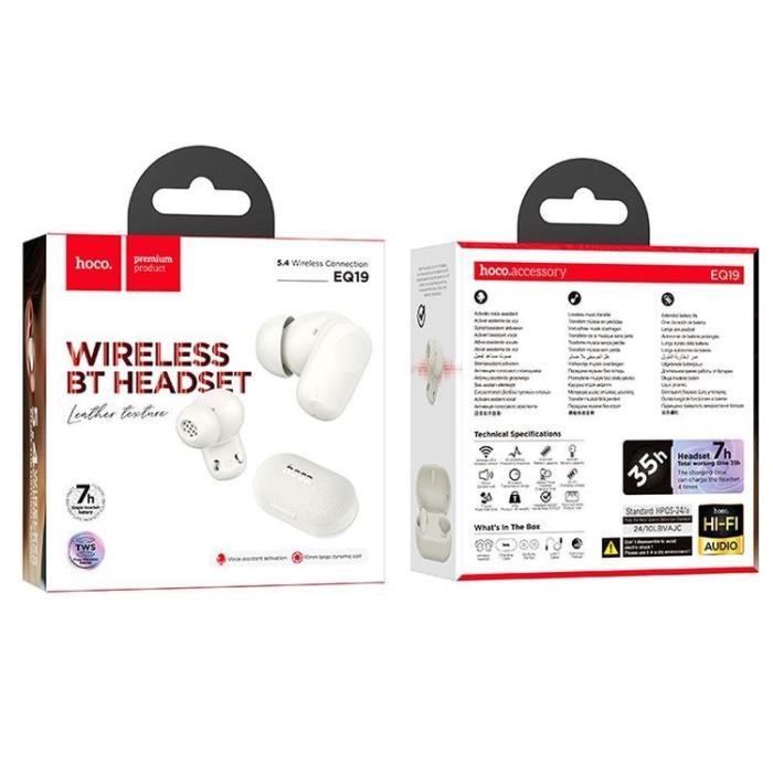Hoco - Hoco TWS In-Ear Hörlurar Trådlösa Bluetooth EQ19 - Milky Vit