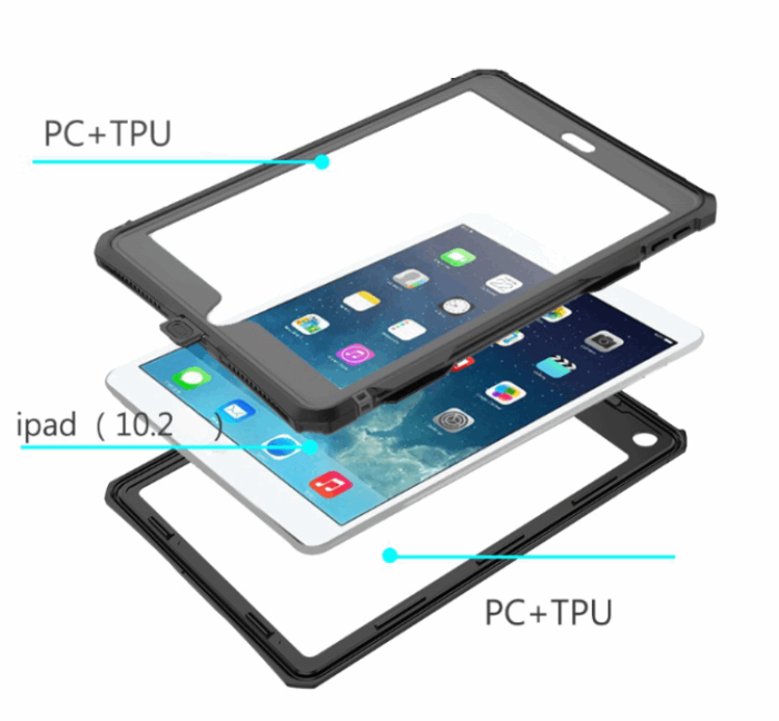 A-One Brand - iPad 10.2 (2019/2020/2021) Skal Shell Box IP68 Vattentät - Svart