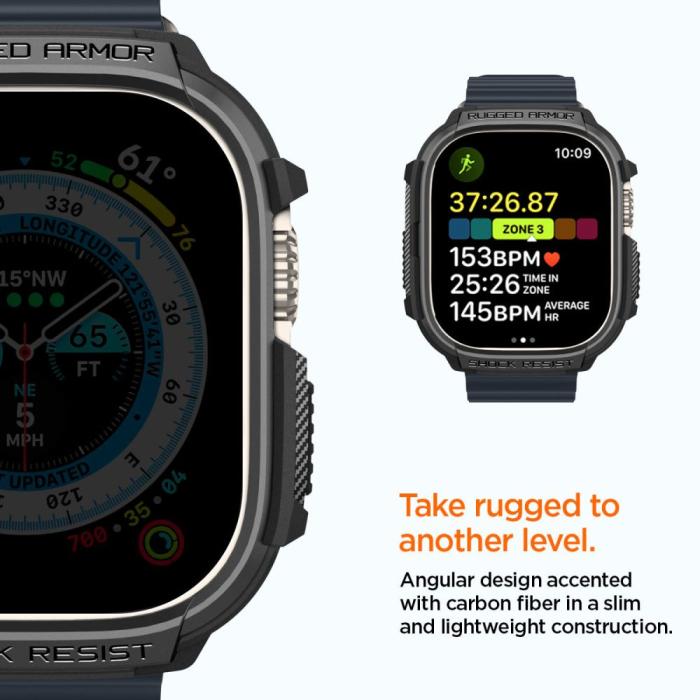 UTGATT - Spigen Apple Watch Ultra (49mm) Skal Rugged Armor - Matte Svart