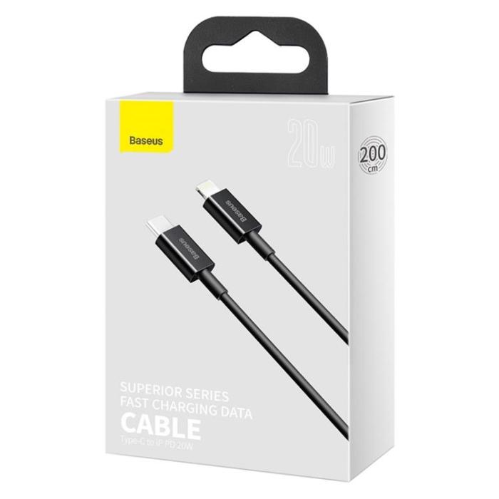 BASEUS - Baseus USB-C Till Lightning 20W 2m Kabel Superior PD - Svart