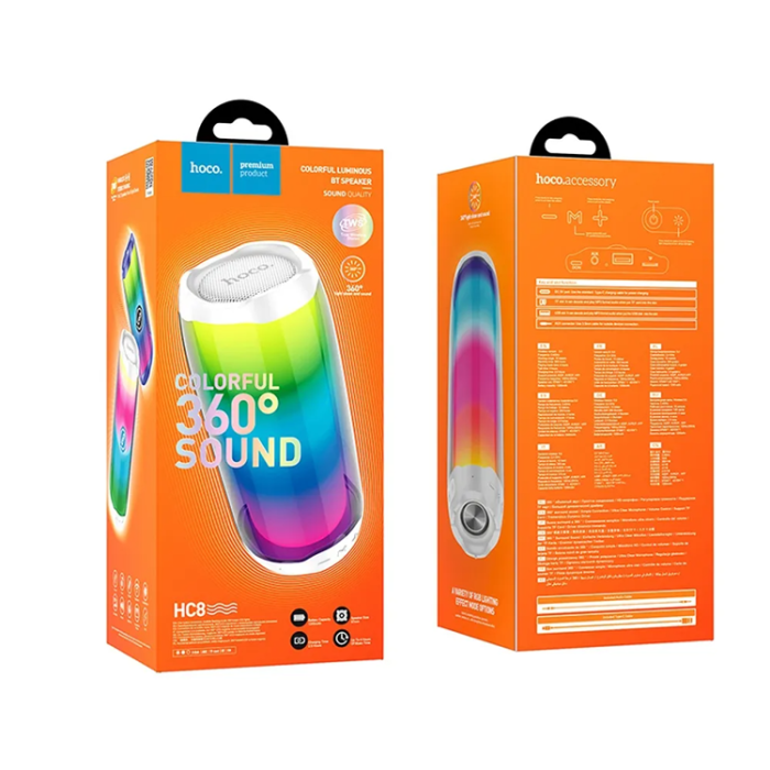 Hoco - Hoco Trådlös Högtalare Bluetooth Pulsating Colorful - Vit