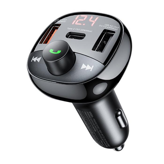 OEM - REMAX RCC331 LODI Multifunktionell Billaddare 54.5W 2 USB-A + 1 Type-C FM Radio