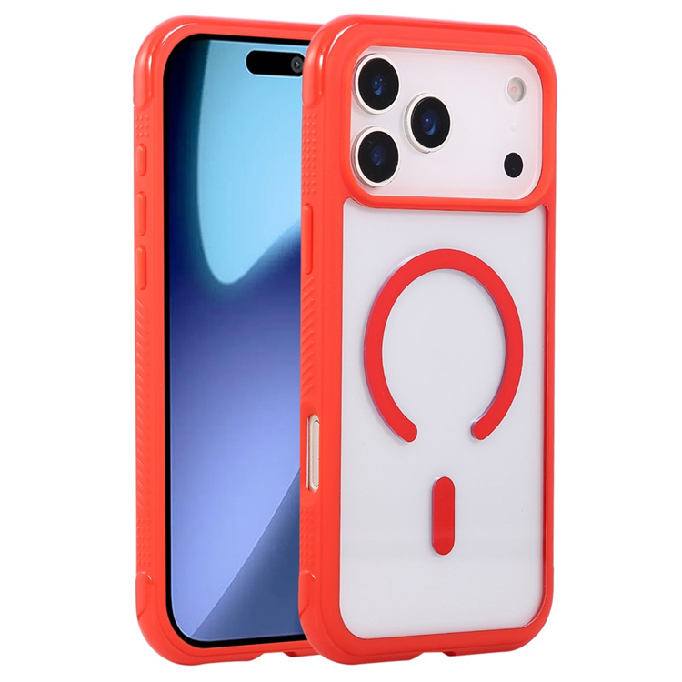 iPhone 17 Pro Max Mobilskal MagSafe TPU+PC Transparent - Röd | 2353 | AlltMobil
