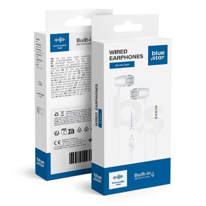 Blue Star - Blue Star Trådbunden Hörlurar Jack 3.5 mm Mikrofon PA-E67 1.2m