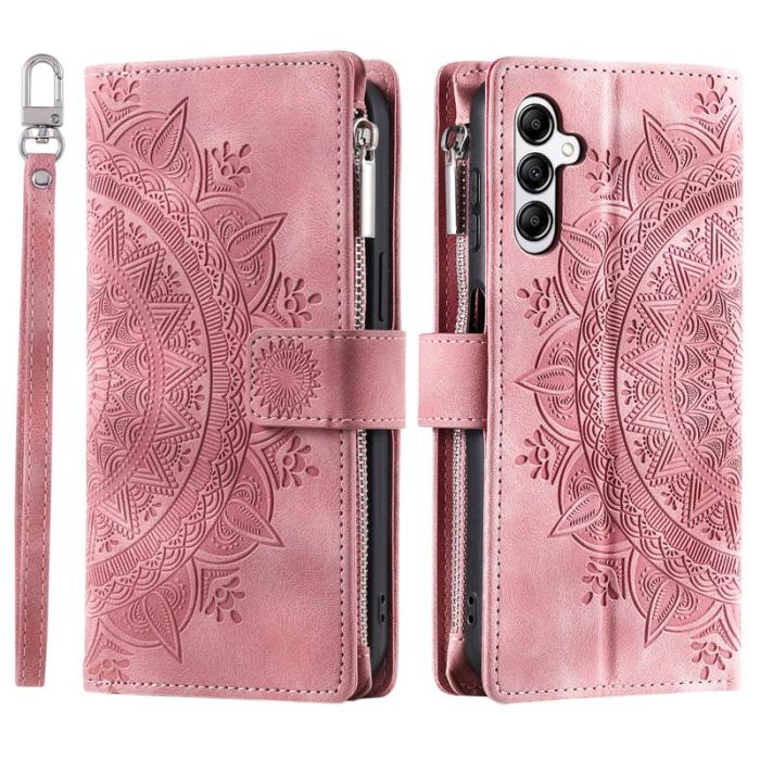 OEM - Samsung Galaxy A57 Plånboksfodral Konstläder Mandala Blommönster - Roséguld