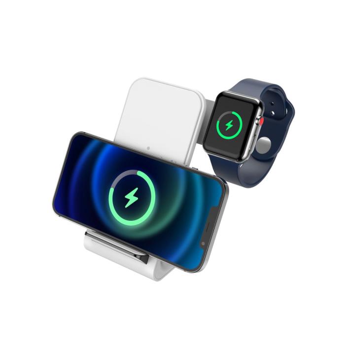 Tech-Protect - 3in1 Trådlös laddare iPhone/Apple Watch/AirPods - Svart