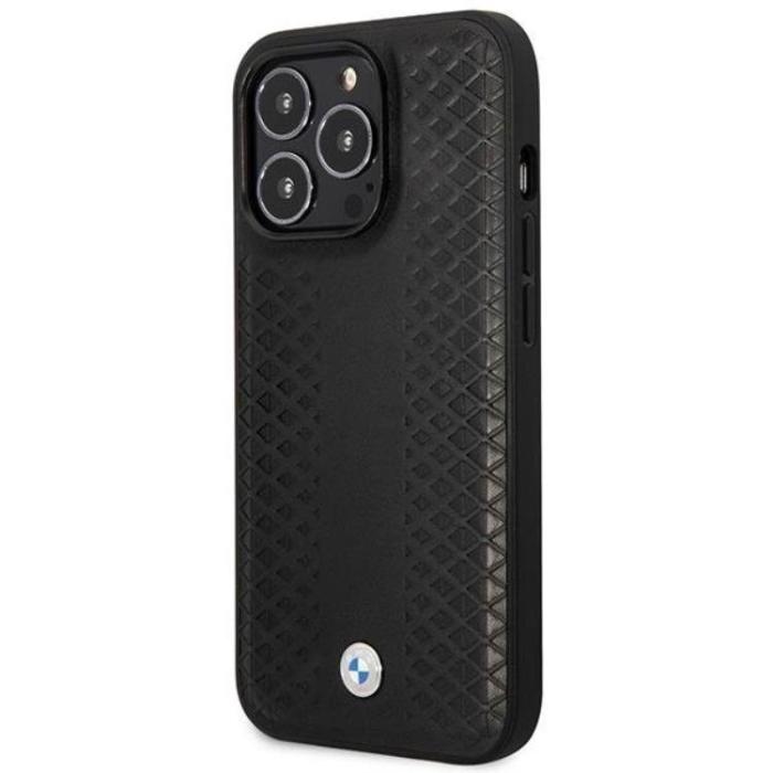 BMW - BMW iPhone 14 Pro Magsafe Läder Mobilskal Diamond - Svart