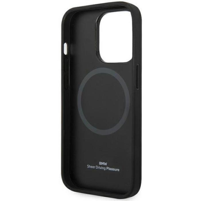 BMW - BMW iPhone 14 Pro Magsafe Läder Mobilskal Diamond - Svart