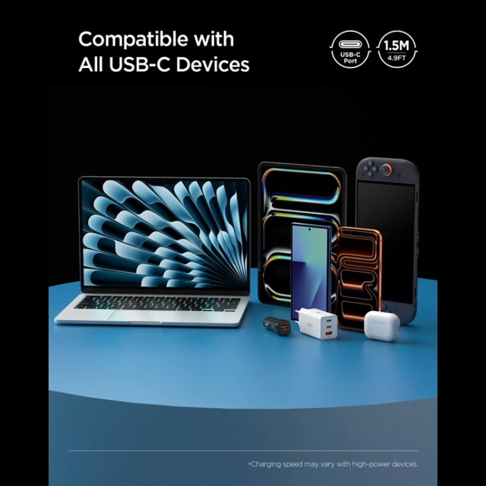 Spigen - Spigen USB-C till USB-C 100W Kabel 150cm EB10015CC