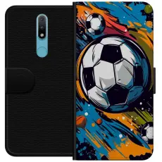 Gustaf - Pl&aring;nboksfodral till Nokia 2.4 med Fotbollar