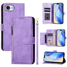 A-One Brand - iPhone 16e Plånboksfodral Zipper Pocket Läder - Lila