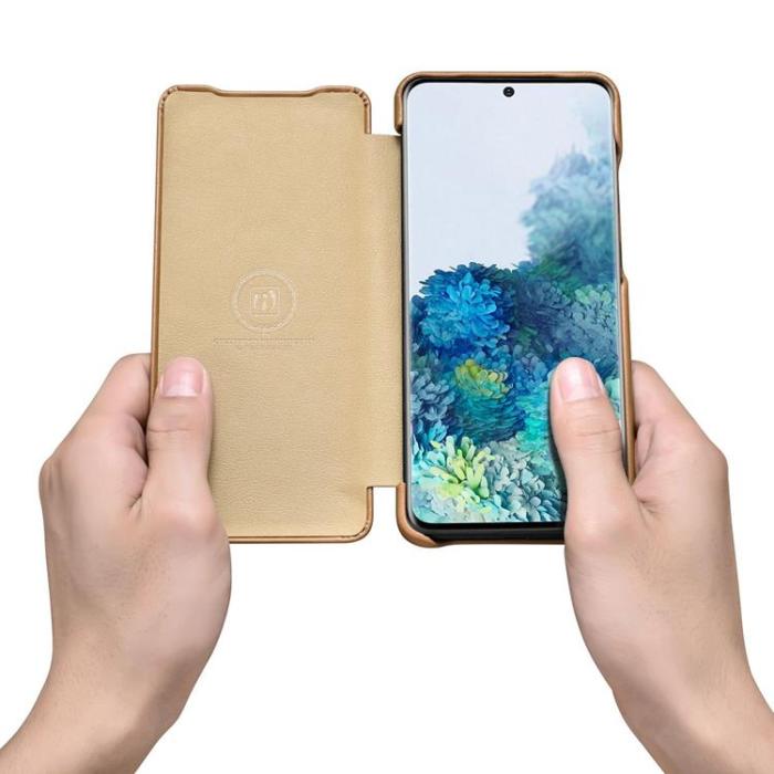 UTGATT1 - iCarer Galaxy S20 Ultra Fodral Curved Edge Äkta Läder - Guld