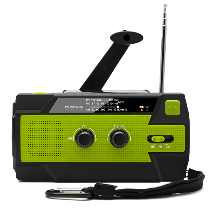UTGATT5 - Vev-radio 4000mAh Powerbank med Solceller och Ficklampa