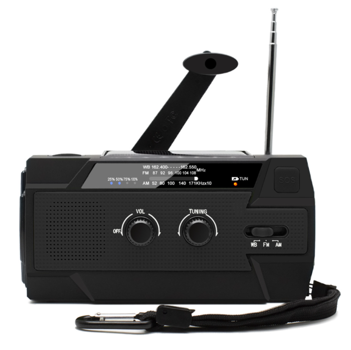 UTGATT5 - Vev-radio 4000mAh Powerbank med Solceller och Ficklampa