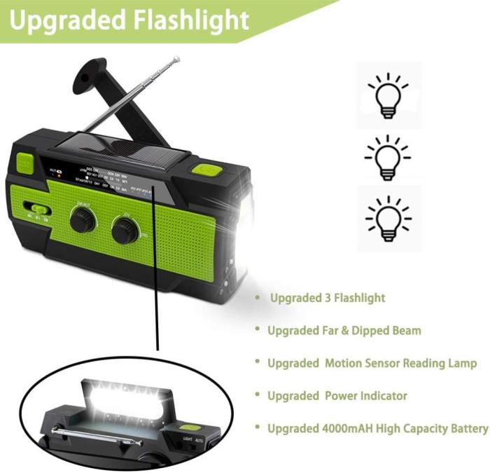 UTGATT5 - Vev-radio 4000mAh Powerbank med Solceller och Ficklampa
