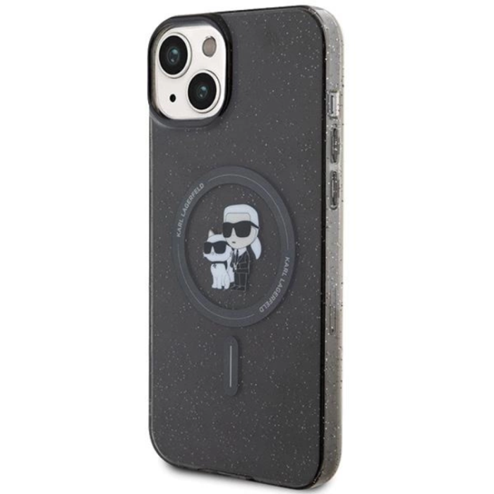 KARL LAGERFELD - KARL LAGERFELD iPhone 15 Plus Mobilskal Magsafe Glitter - Svart