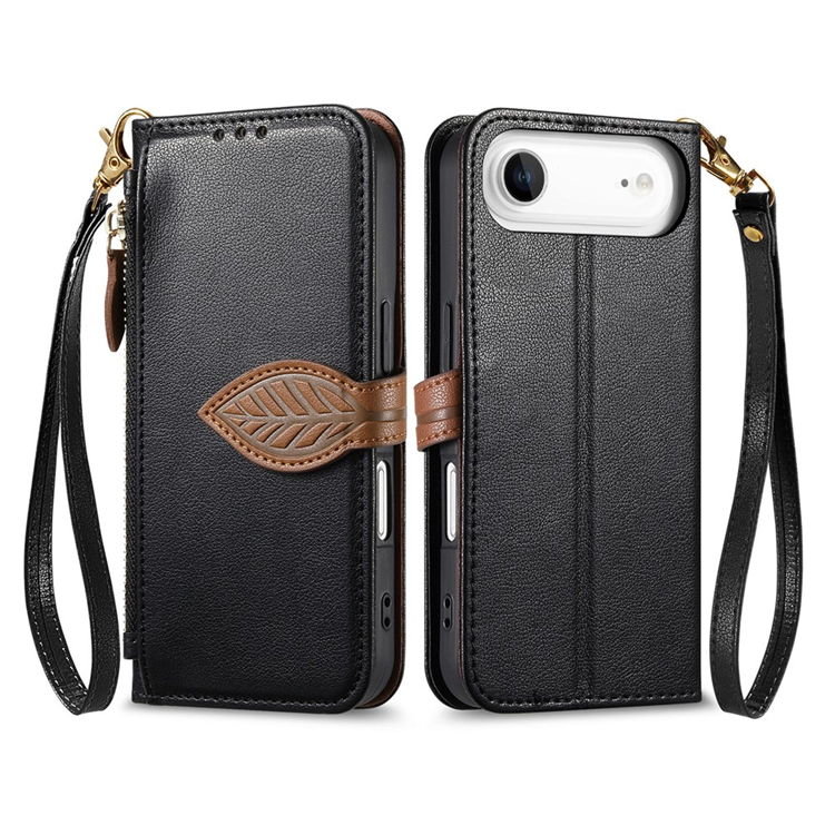 iPhone Air Plånboksfodral Leaf Magnetiskt Spänne Konstläder (Svart) | 2353 | AlltMobil