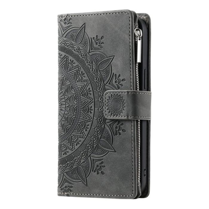 OEM - Samsung Galaxy S26 Plånboksfodral Mandala Blommönster Konstläder - Grå