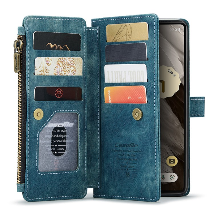 Caseme - CASEME Google Pixel 7A Plånboksfodral C30 Zipper - Blå