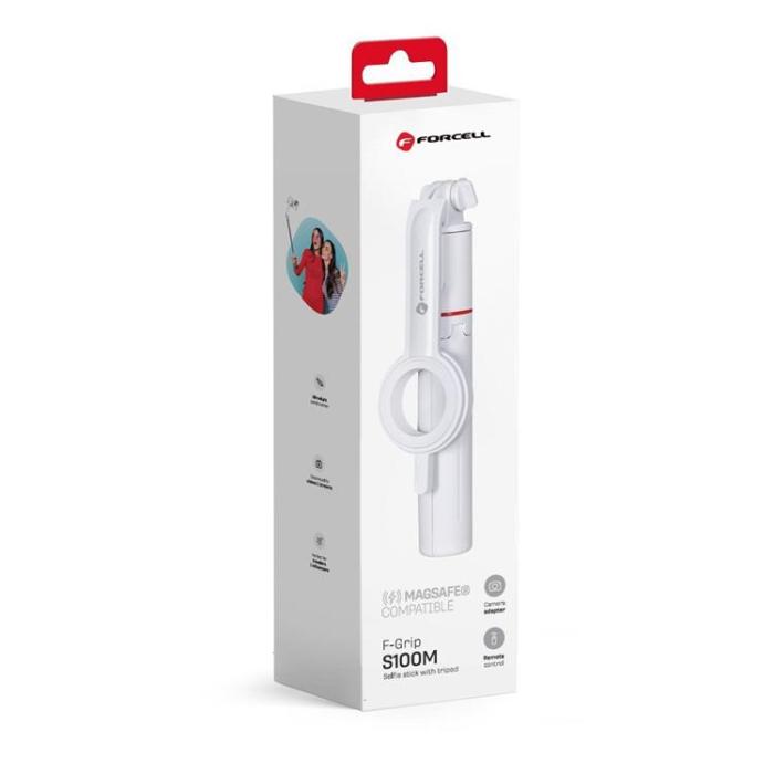 Forcell - Forcell MagSafe Selfiestick Med Trådlös Kontroll F-Grip - Vit