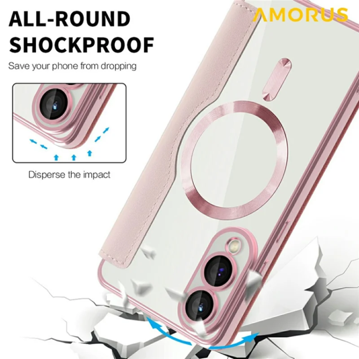Amorus - Amorus Galaxy S25 Edge Plånboksfodral Magsafe RFID - Rosa