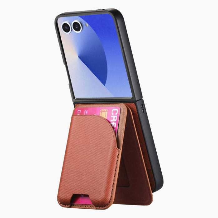 A-One Brand - Galaxy Z Flip 7 Mobilskal Magsafe Korthållare Kickstand - Brun