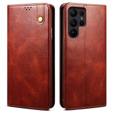 OEM - Pl&aring;nboksfodral f&ouml;r Samsung Galaxy S26 Ultra Konstl&auml;der St&auml;ll - Brun
