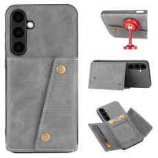 OEM - Mobilfodral f&ouml;r Samsung Galaxy S26 Konstl&auml;der + TPU med kortfack - Gr&aring;
