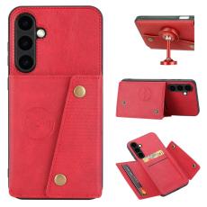 OEM - Mobilfodral f&ouml;r Samsung Galaxy S26 Konstl&auml;der + TPU med kortfack - R&ouml;d
