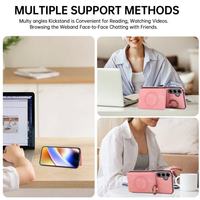 OEM - Mobilfodral för Samsung Galaxy S26 Konstläder + TPU med Kickstand - Roséguld
