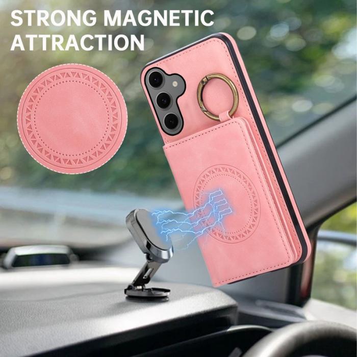 OEM - Mobilfodral för Samsung Galaxy S26 Konstläder + TPU med Kickstand - Roséguld