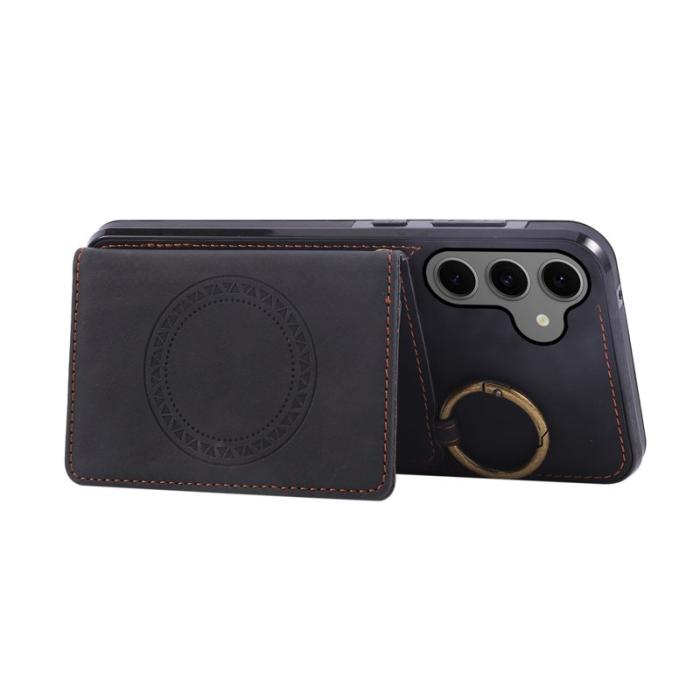 OEM - Mobilfodral för Samsung Galaxy S26 Konstläder + TPU med Kickstand - Svart