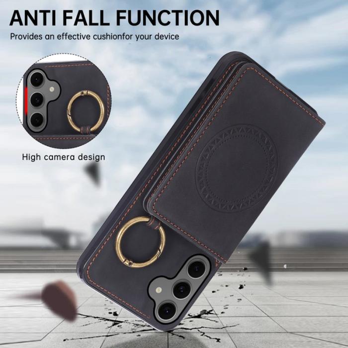 OEM - Mobilfodral för Samsung Galaxy S26 Konstläder + TPU med Kickstand - Svart