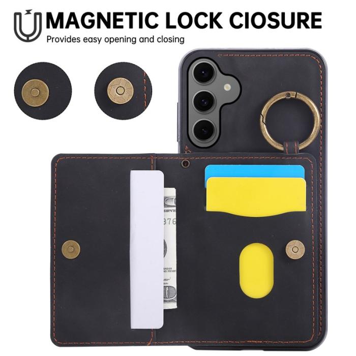 OEM - Mobilfodral för Samsung Galaxy S26 Konstläder + TPU med Kickstand - Svart