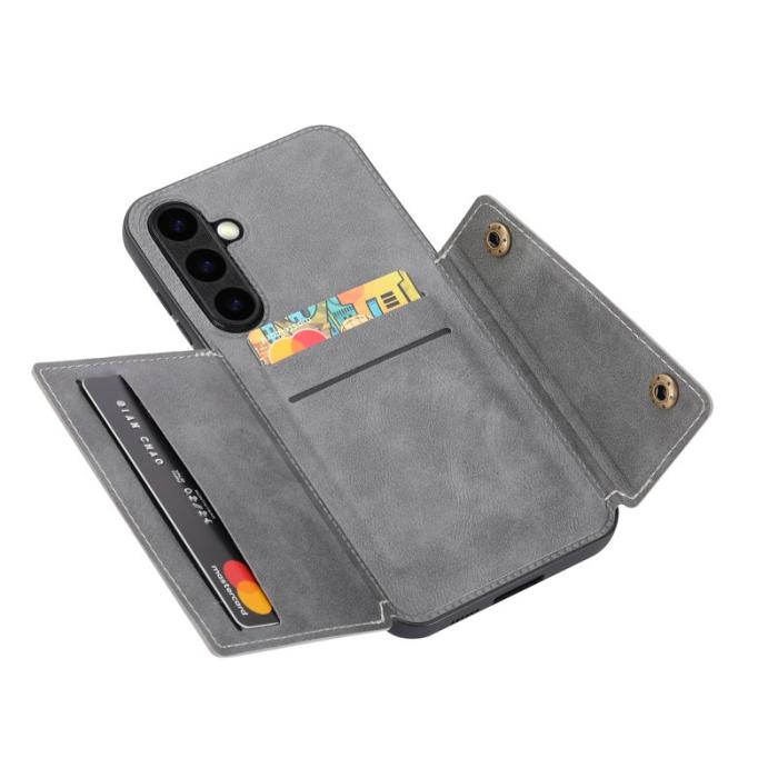 OEM - Mobilfodral för Samsung Galaxy S26 Konstläder + TPU med kortfack - Grå
