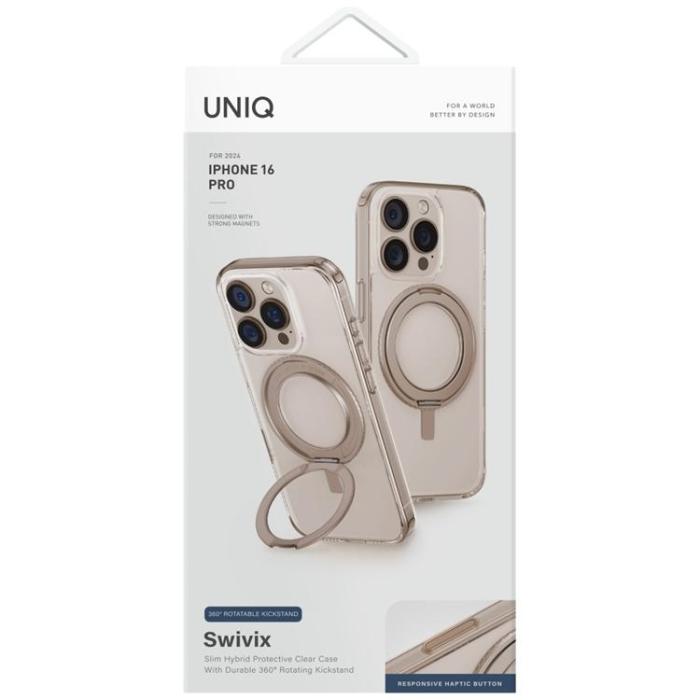 UNIQ - UNIQ iPhone 16 Pro Mobilskal Swivix 360 Kickstand - Guld