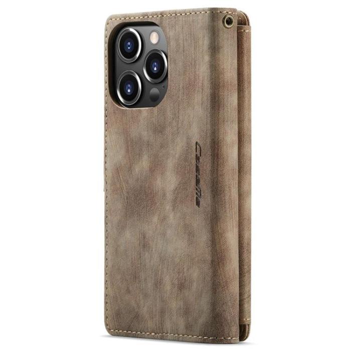 Caseme - CASEME iPhone 14 Pro Max Plånboksfodral C30 Zipper - Brun
