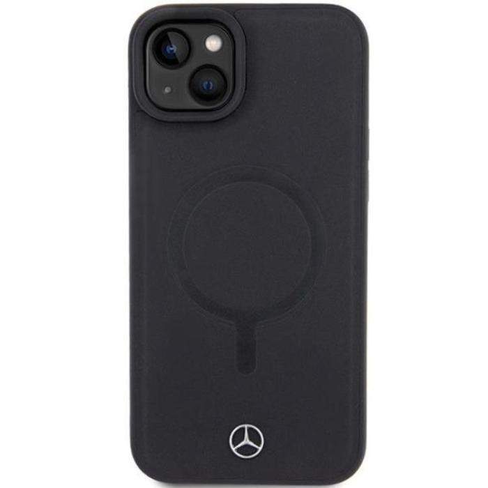 Mercedes - Mercedes iPhone 15 Plus Mobilskal Magsafe Smooth Läder - Svart