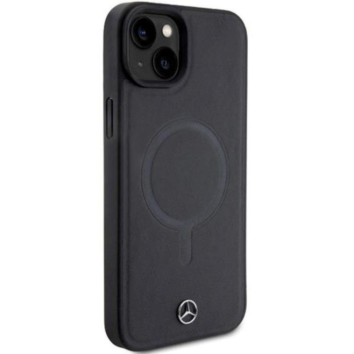 Mercedes - Mercedes iPhone 15 Plus Mobilskal Magsafe Smooth Läder - Svart