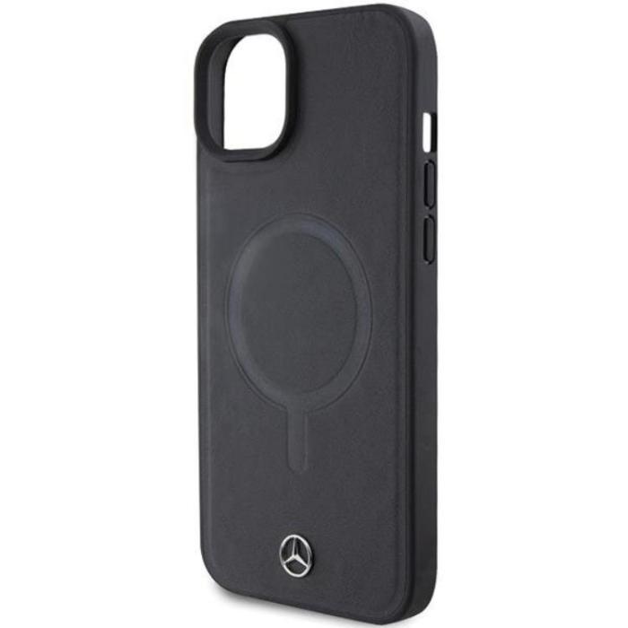 Mercedes - Mercedes iPhone 15 Plus Mobilskal Magsafe Smooth Läder - Svart