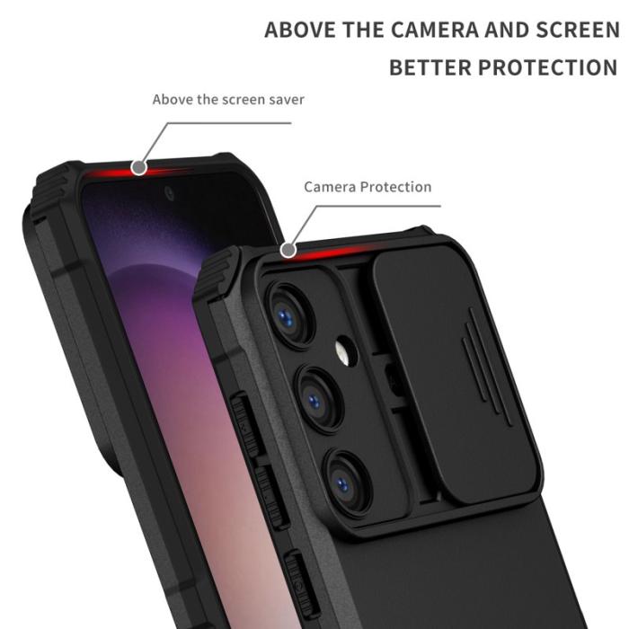 OEM - Mobilskal för Samsung Galaxy S26 Plus Kamera Skydd PC + TPU - Svart