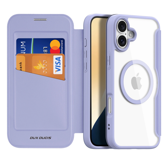 Dux Ducis - Dux Ducis iPhone 16 Plånboksfodral Magsafe Skin X Pro - Lila
