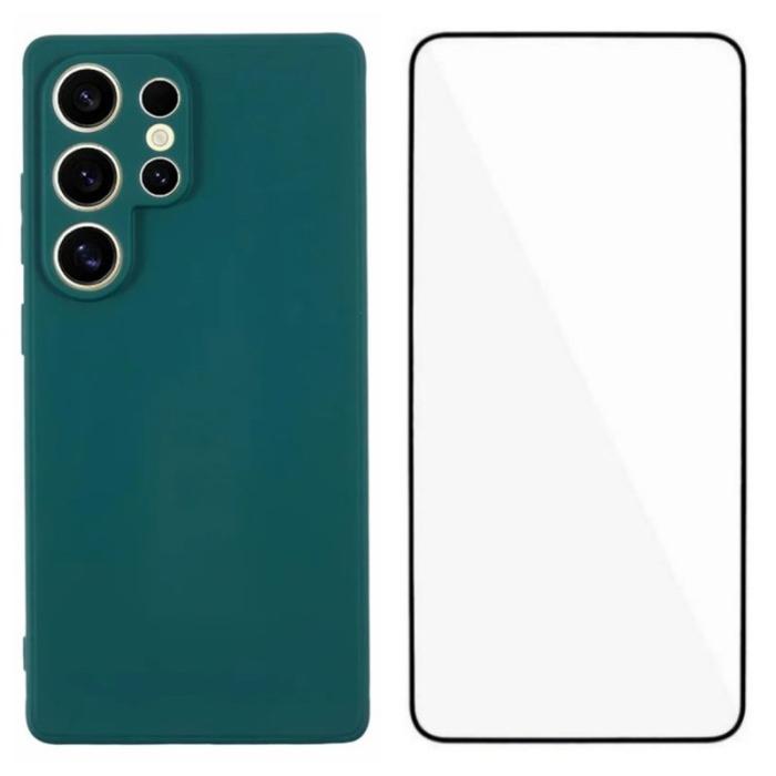 WANLONFENG - WANLONFENG Mobilskal för Samsung Galaxy S26 Ultra TPU med härdat glas - Armégrön