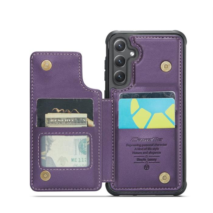 Caseme - CASEME C22 Fodral för Samsung Galaxy S25 Konstläder RFID-Skydd Lila