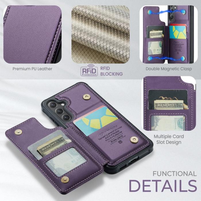 Caseme - CASEME C22 Fodral för Samsung Galaxy S25 Konstläder RFID-Skydd Lila