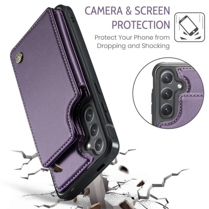 Caseme - CASEME C22 Fodral för Samsung Galaxy S25 Konstläder RFID-Skydd Lila