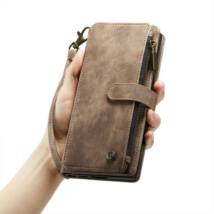 Caseme - CASEME Konstläder Plånboksfodral för Samsung Galaxy S24 Ultra - Brun