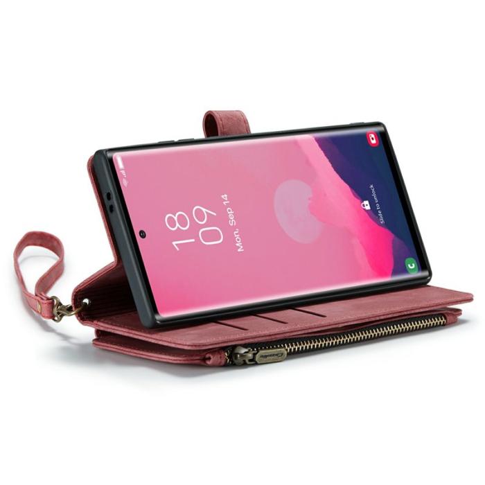 Caseme - CASEME Konstläder Plånboksfodral för Samsung Galaxy S24 Ultra Röd