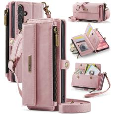 Caseme - CASEME Konstl&auml;der Pl&aring;nboksfodral f&ouml;r Samsung Galaxy S25 FE med RFID-Skydd - Rosa