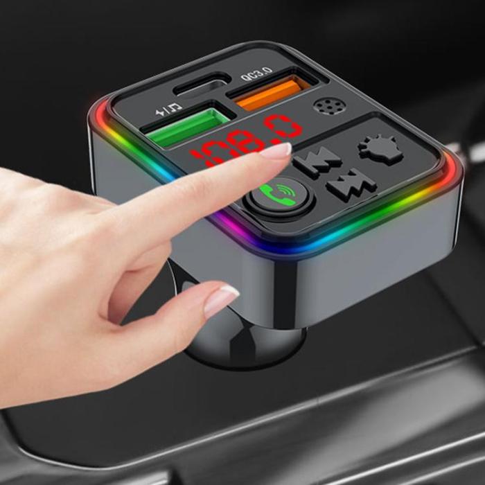 A-One Brand - Billaddare 25W 2xUSB-A 1xUSB-C med Musikspelare PDF18 - Svart